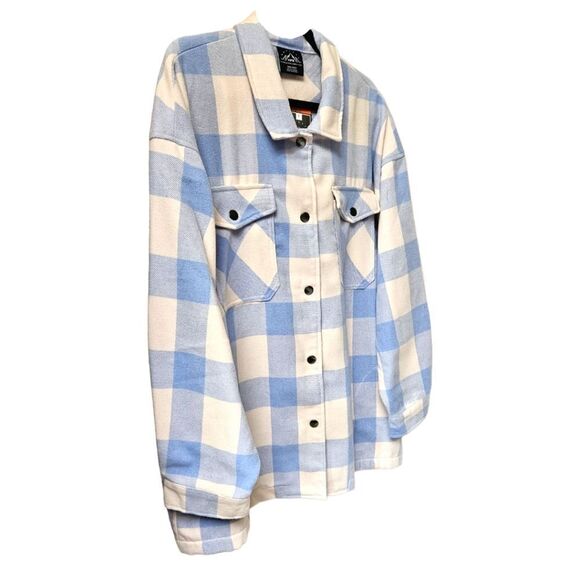 HFX Women's Plus Size Blue & White Plaid SHACKET JACKET XXL - Picture 6 of 16